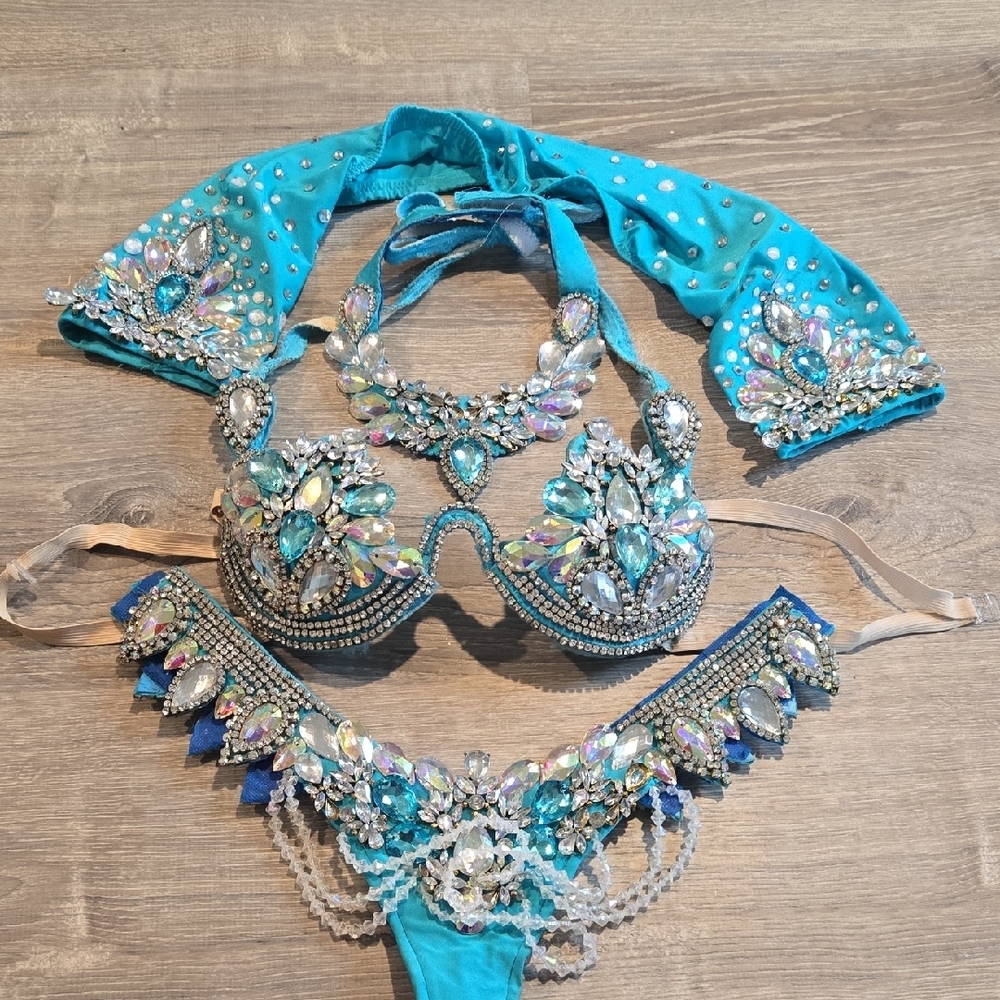 Turquoise Bejeweled Dance Costume